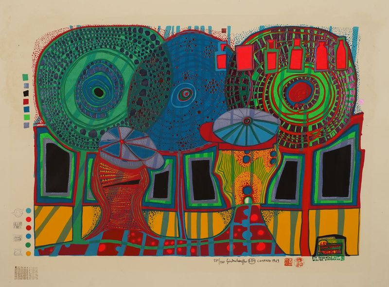 Friedensreich Hundertwasser: Ein Regentag mit Walter Kampmann, 1969 © 2026 Gruener Janura AG, Glarus